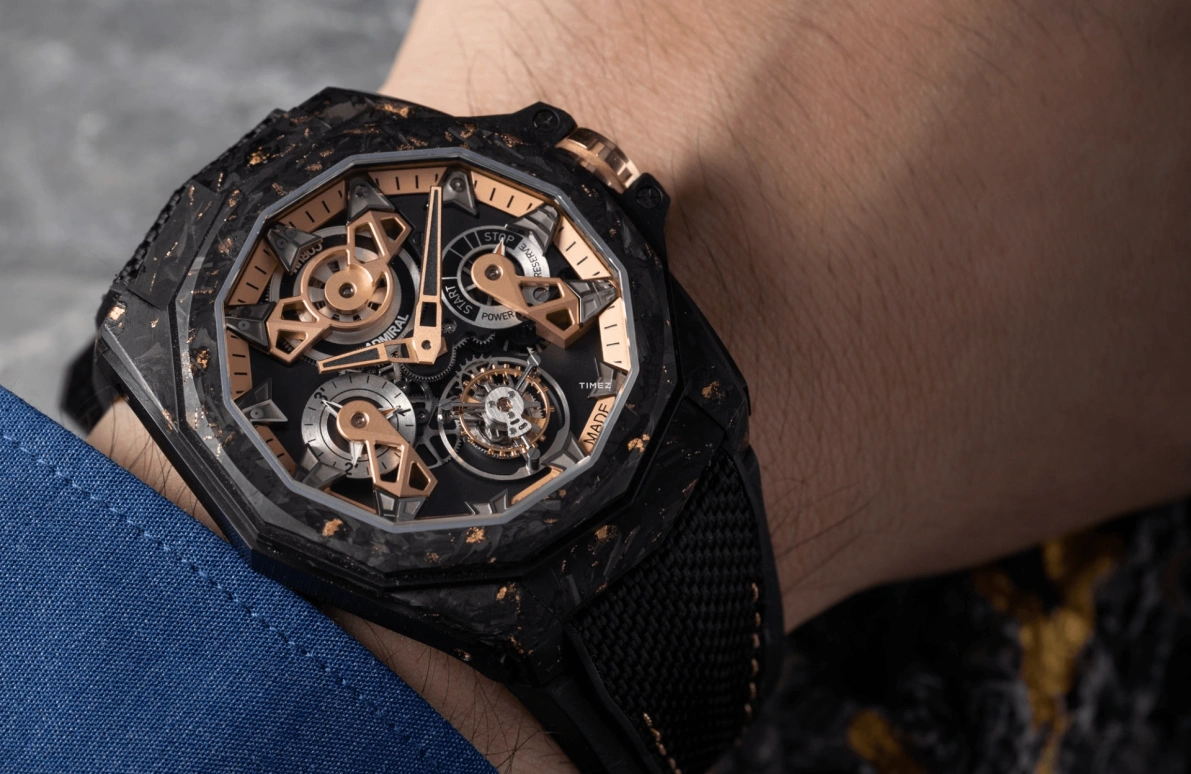 Corum,Admiral 45mm,45mm,Rose Gold,Carbon,Black,Automatic,Power Reserve Indicator,Tourbillon,A298,A298/04277 - 298.100.46/F249 AD10