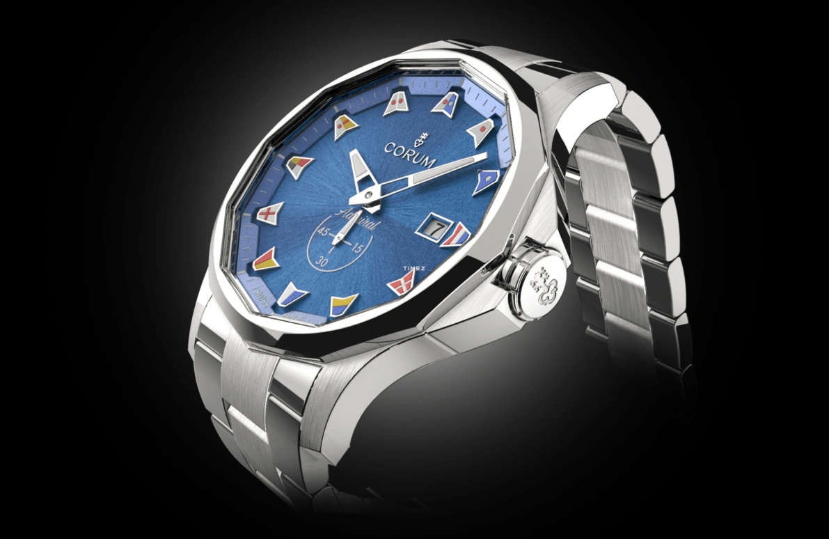 Corum,Admiral 42mm,42mm,Stainless Steel,Blue,Automatic,Day,In-house Caliber,A395,A395/04240 - 395.110.20/V720 AB52