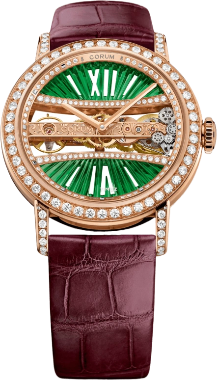 Corum,GOLDEN BRIDGE 39mm,39mm,Rose Gold,Green,Handwound,40hours,In-house Caliber,B11303168 ,B11303168 - 113.000.850F90 DV91R
