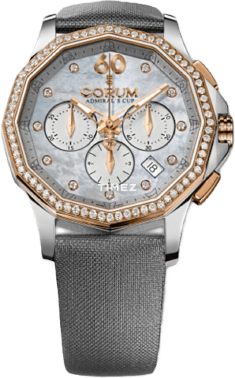 Corum,Admiral's Cup 38mm,38mm,Stainless Steel,Red Gold,Silver,White,Automatic,Chronograph,Day,132,132.101.29/F149 PK10