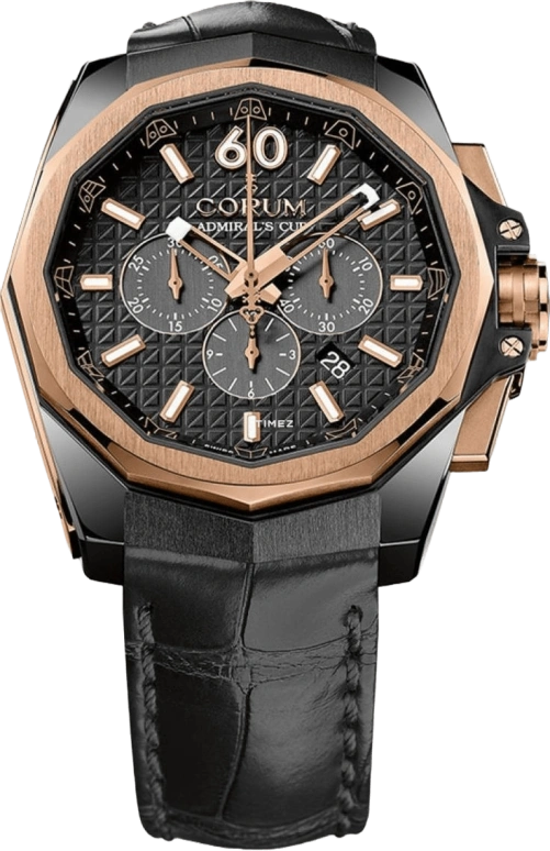 Corum,Admiral's Cup 45mm,45mm,Rose Gold,Titanium,Black,Automatic,Chronograph,Day,132,132.201.86/0F01 AN11