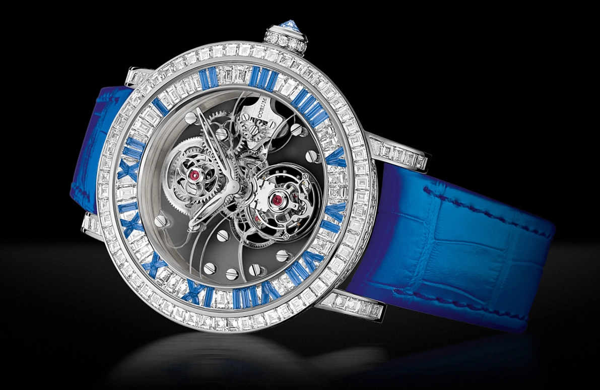 Corum,Heritage 46.50mm,46.50mm,White Gold,Skeleton,In-house Caliber,Sapphire,Crystal Glass,Rectangular,C374,C374/04029
