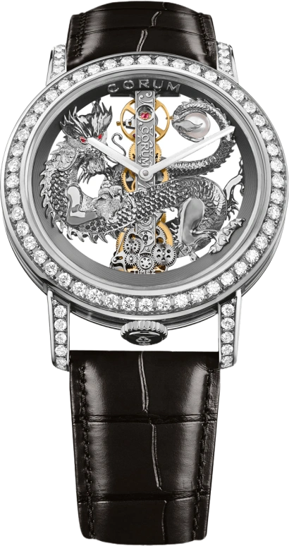 Corum,GOLDEN BRIDGE 43mm,43mm,White Gold,Sapphire,Crystal Glass,Setting,Diamonds,Setting,Ruby,B113,B113/03909 - 113.901.69/0F01 DR69G