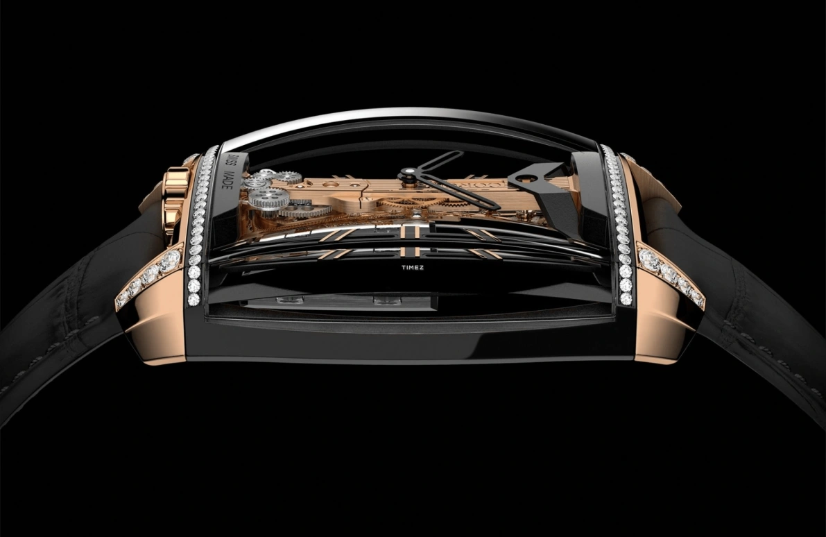 Corum,GOLDEN BRIDGE 37.20x51.80mm,37.20x51.80mm,Titanium,Rose Gold,Black,Automatic,In-house Caliber,Sapphire,Crystal Glass,B313,B313/04280 - 313.200.77/0F01 HS15