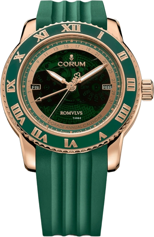 Corum,Admiral 44mm,44mm,Rose Gold,Rubber,Black,In-house Caliber,Sapphire,Crystal Glass,Rose,R502,R502/03235