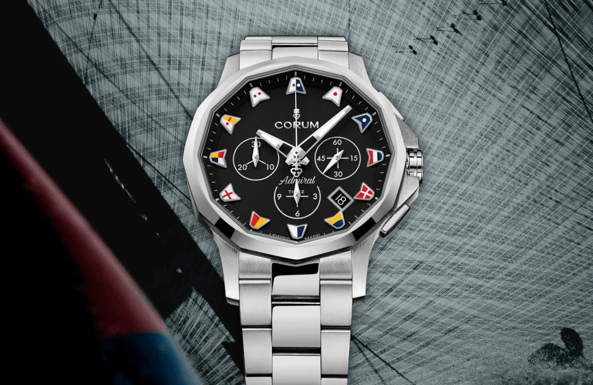 Corum,Admiral 42mm,42mm,Stainless Steel,Black,Automatic,Chronograph,Day,A984,A984/04252 - 984.111.20/V705 AN52