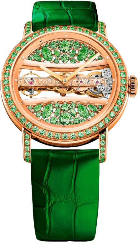 Corum,GOLDEN BRIDGE 39mm,39mm,Rose Gold,Green,Handwound,Crystal Glass,Round,B113,B113/03674 - 113.017.85/0F17 DV99R
