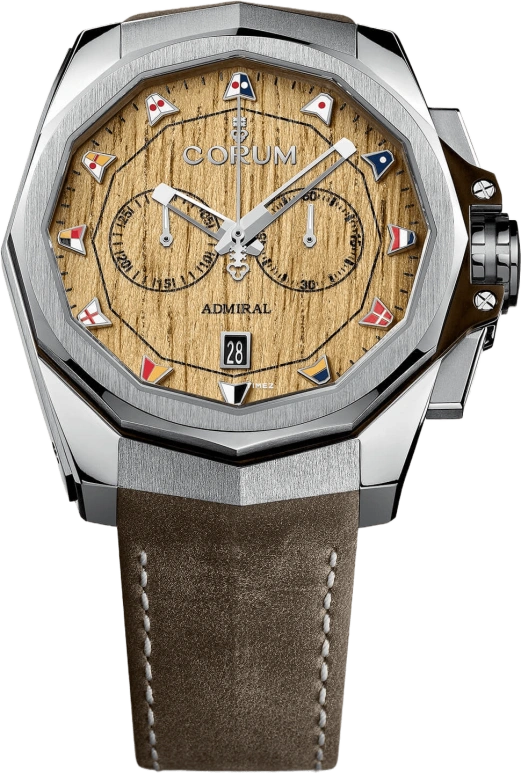 Corum,Admiral 45mm,45mm,Stainless Steel,Yellow,In-house Caliber,Sapphire,Crystal Glass,Wood,A116,A116/03574