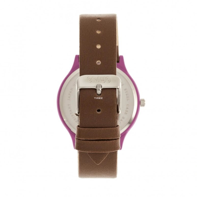 Crayo,Other 36mm,36mm,Metal,Brown,Quartz,Hardlex,Round,cracr4500 Hot Pink,cracr4500 Hot Pink-Brown
