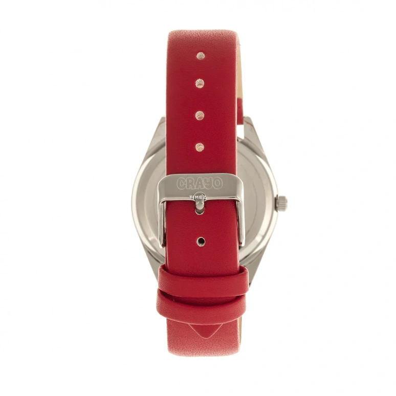 Crayo,Other 35mm,35mm,Metal,Cream,Red,Quartz,Hardlex,Round,cracr4000 Silver,cracr4000 Silver-Red