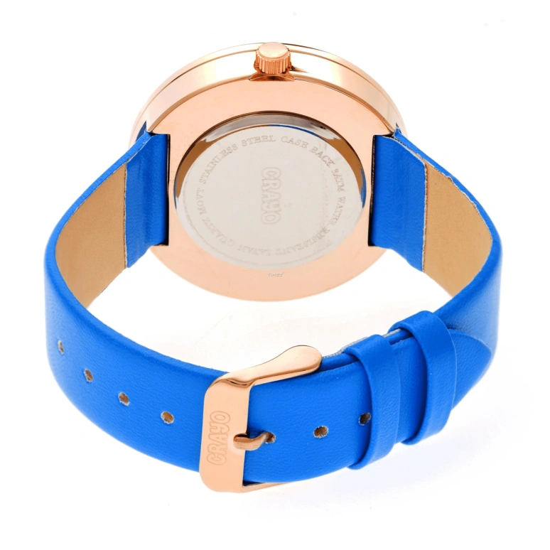 Crayo,Other 42mm,42mm,Metal,Blue,Quartz,Hardlex,Round,cracr4200 Rose Gold,cracr4200 Rose Gold-Powdered Blue