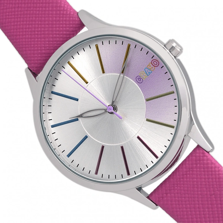 Crayo,Other 35mm,35mm,Composite,Silver,Pink,Quartz,Hardlex,Round,cracr5100 Hot Pink