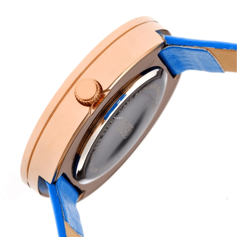 Crayo,Other 42mm,42mm,Metal,Blue,Quartz,Hardlex,Round,cracr4200 Rose Gold,cracr4200 Rose Gold-Powdered Blue