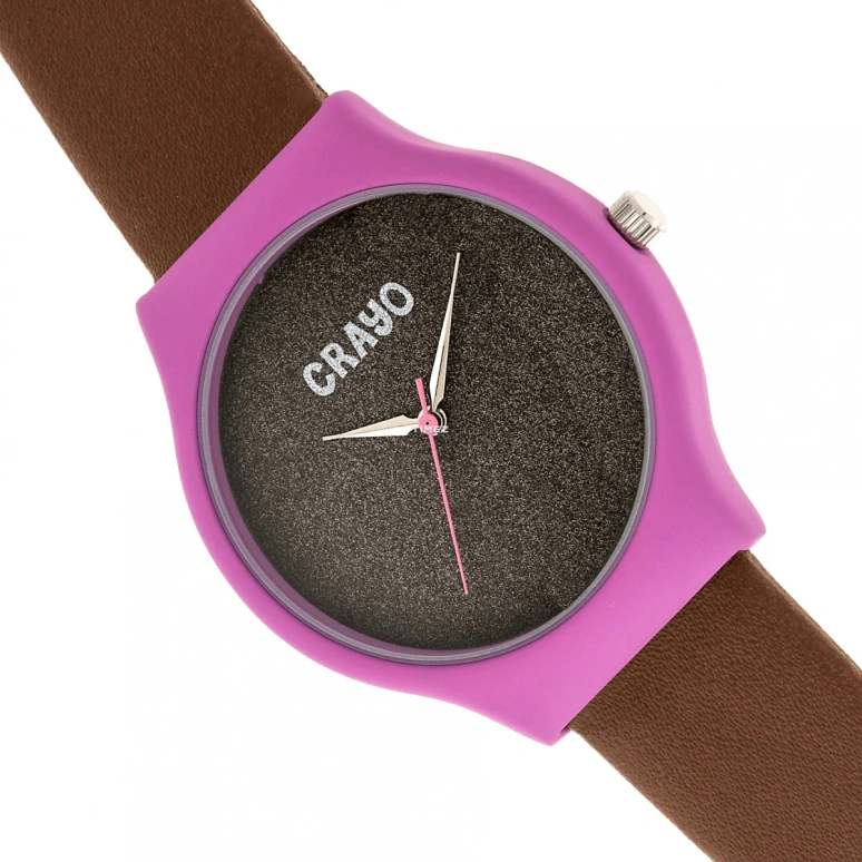 Crayo,Other 36mm,36mm,Metal,Brown,Quartz,Hardlex,Round,cracr4500 Hot Pink,cracr4500 Hot Pink-Brown