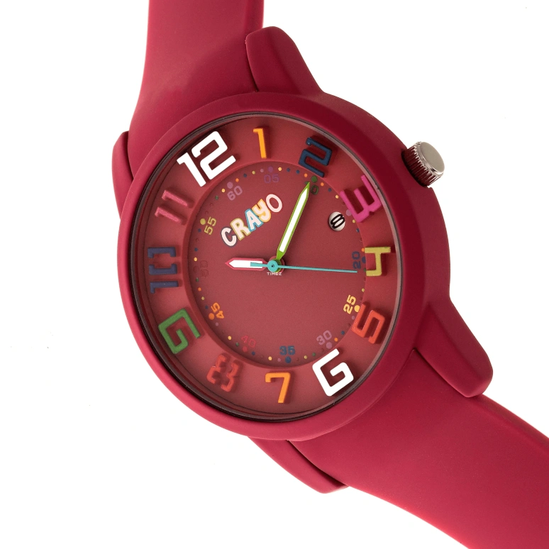 Crayo,Other 41mm,41mm,Metal,Purple Red,Quartz,Day,Hardlex,cracr2000 Fuchsia