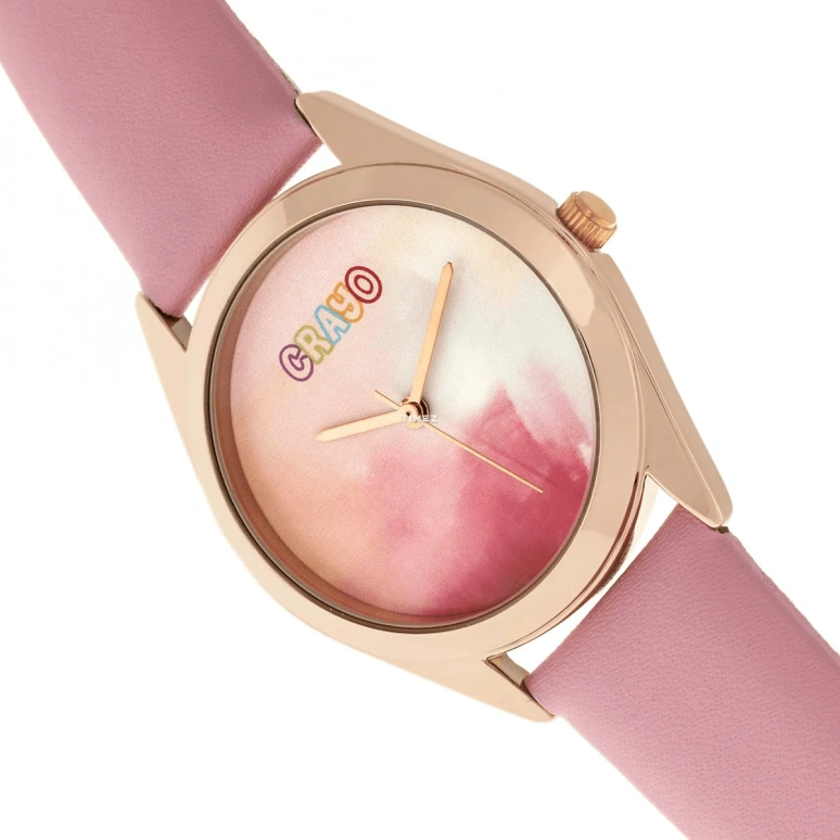 Crayo,Other 35mm,35mm,Metal,Pink Red,Cream,Quartz,Hardlex,Round,cracr4000 Rose Gold,cracr4000 Rose Gold-Light Pink