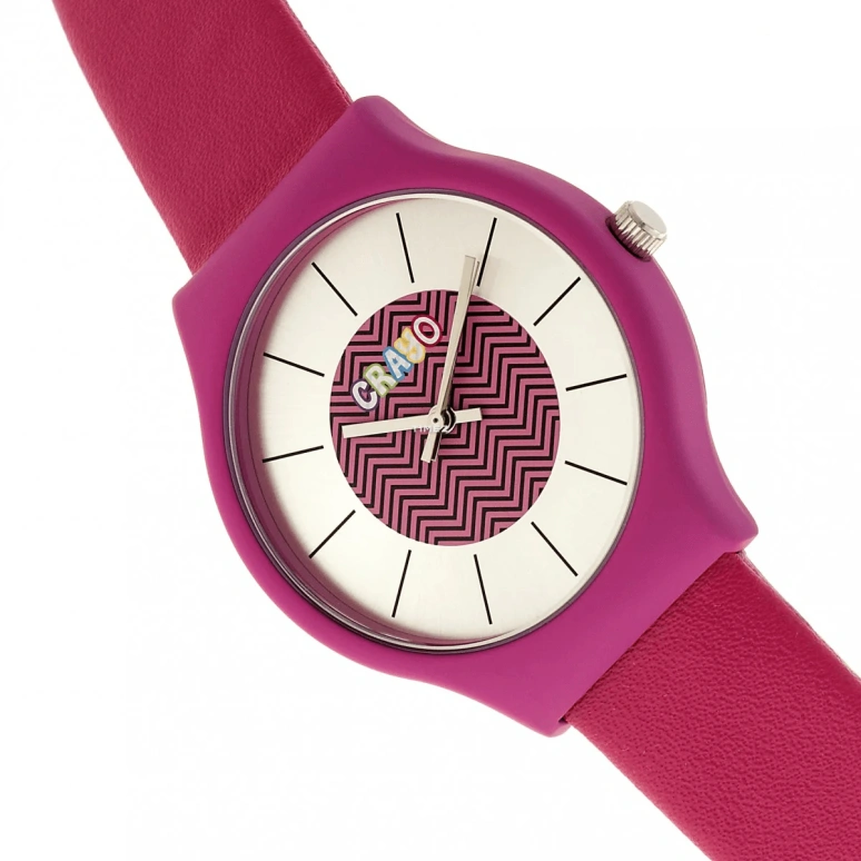 Crayo,Other 36mm,36mm,Metal,Pink,Cream,Quartz,Hardlex,Round,cracr4400 Hot Pink