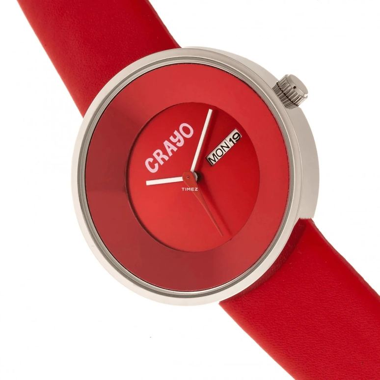 Crayo,Other 40mm,40mm,Stainless Steel,Red,Quartz,Date,Day,cracr0200 Red