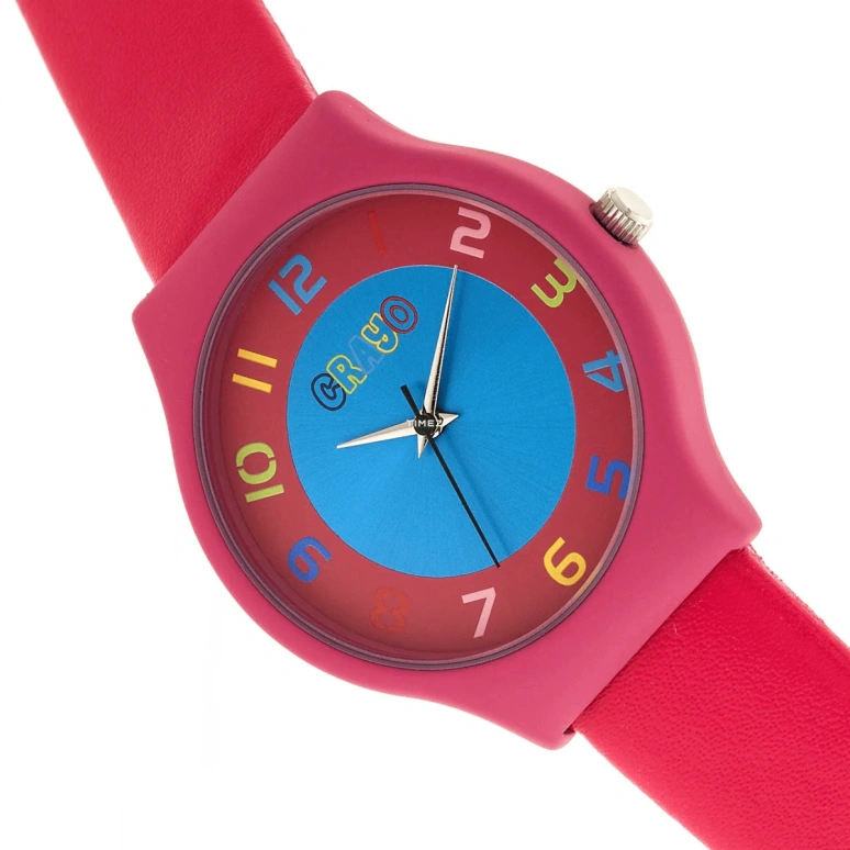 Crayo,Other 36mm,36mm,Metal,Pink Red,Quartz,Hardlex,Round,cracr4600 Hot Pink