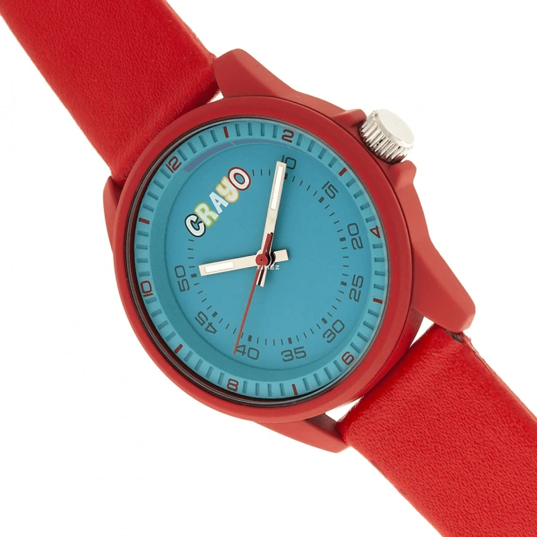 Crayo,Other 34mm,34mm,Metal,Blue,Quartz,Hardlex,Round,cracr4900 Red