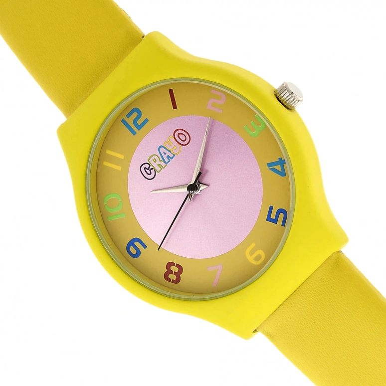 Crayo,Other 36mm,36mm,Metal,Yellow,Pink,Quartz,Hardlex,Round,cracr4600 Yellow