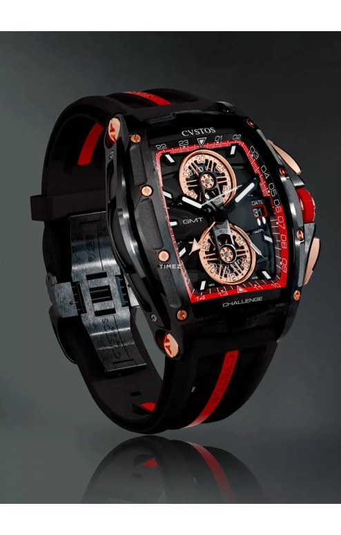 Cvstos,Racing 53.70x41mm,53.70x41mm,Red Gold,Stainless Steel,Black,Red,Automatic,Chronograph,Day,Dule Time,B01110,B01110.4102002
