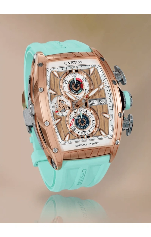 Cvstos,Sealiner 53.70x41mm,53.70x41mm,Red Gold,Titanium,Brown,White,Automatic,Chronograph,Date,Day,C01107,C01107.4125001