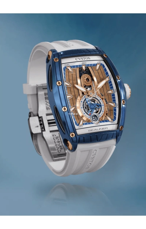 Cvstos,Sealiner 47.20x36mm,47.20x36mm,Red Gold,Stainless Steel,Brown,Blue,Automatic,Day,42hours,C00103,C00103.3605001