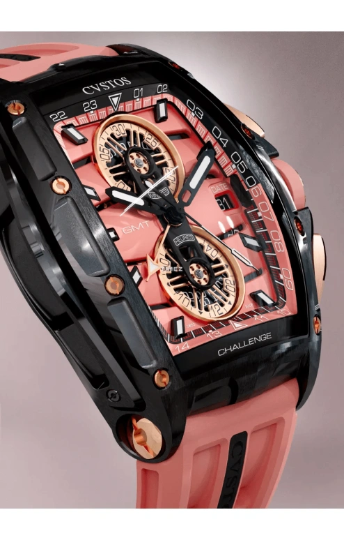 Cvstos,Racing 53.70x41mm,53.70x41mm,Red Gold,Stainless Steel,Salmon,Automatic,Chronograph,Day,Dule Time,GMT,48hours,In-house Caliber,B01110,B01110.4108001