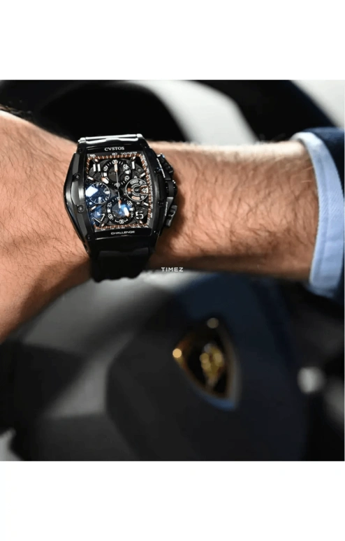 Cvstos,Chronograph 53.70x41mm,53.70x41mm,Stainless Steel,Black,Red,Automatic,Chronograph,Day,Power Reserve Indicator,B00107,B00107.4102004