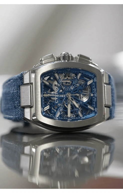 Cvstos,Metropolitan 51x42mm,51x42mm,Titanium,Blue,Automatic,Chronograph,42hours,F00112,F00112.4213001