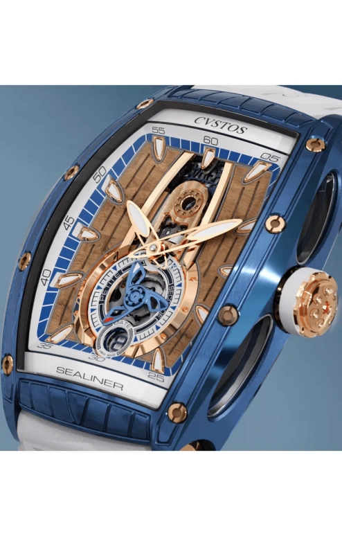 Cvstos,Sealiner 47.20x36mm,47.20x36mm,Red Gold,Stainless Steel,Brown,Blue,Automatic,Day,42hours,C00103,C00103.3605001
