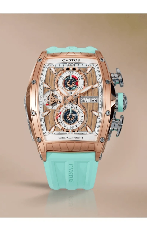 Cvstos,Sealiner 53.70x41mm,53.70x41mm,Red Gold,Titanium,Brown,White,Automatic,Chronograph,Date,Day,C01107,C01107.4125001