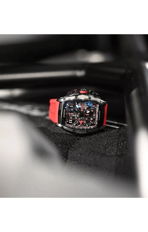 Cvstos,Chronograph 53.70x41mm,53.70x41mm,Titanium,Black,Red,Automatic,Chronograph,Day,Power Reserve Indicator,B00107,B00107.4172001