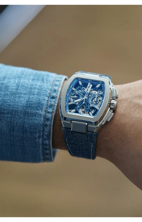 Cvstos,Metropolitan 51x42mm,51x42mm,Titanium,Blue,Automatic,Chronograph,42hours,F00112,F00112.4213001