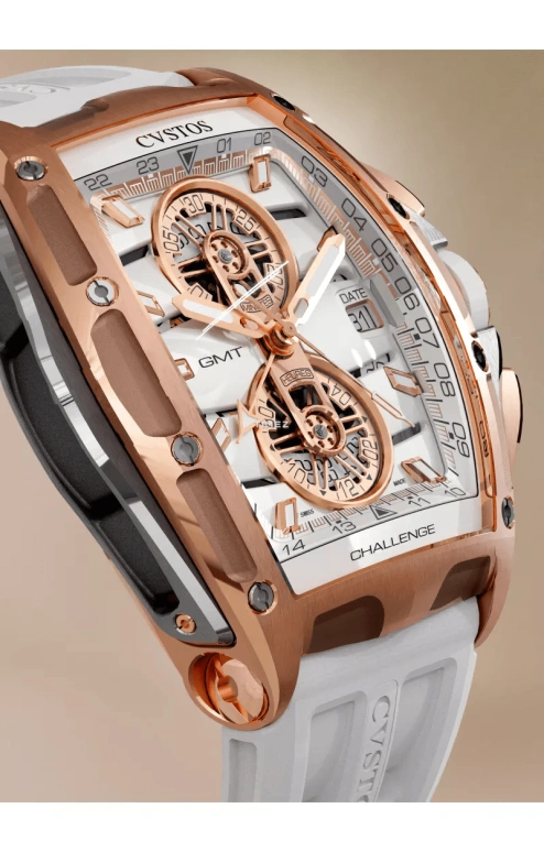 Cvstos,Racing 59x45mm,59x45mm,Red Gold,Titanium,White,Automatic,Chronograph,Day,Dule Time,GMT,48hours,In-house Caliber,B01110,B01110.4520001