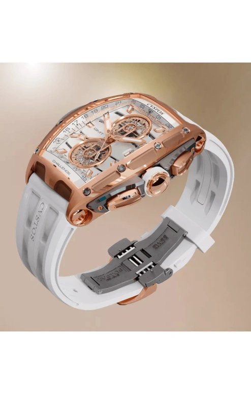 Cvstos,Racing 59x45mm,59x45mm,Red Gold,Titanium,White,Automatic,Chronograph,Day,Dule Time,GMT,48hours,In-house Caliber,B01110,B01110.4520001
