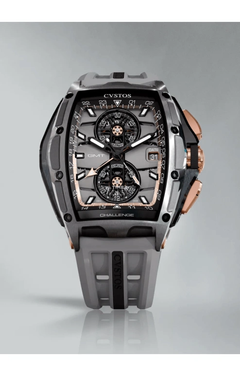 Cvstos,Racing 59x45mm,59x45mm,Stainless Steel,Red Gold,Grey,Automatic,Chronograph,Day,Dule Time,GMT,48hours,In-house Caliber,B01110,B01110.4502001
