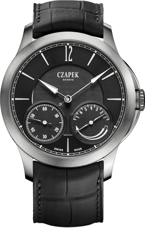 Czapek,Quai des Bergues 42.50mm,42.50mm,Titanium,Black,Handwound,Power Reserve Indicator,168hours,QDB27
