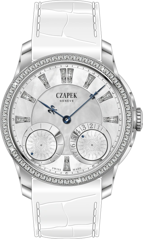 Czapek,Quai des Bergues 38mm,38mm,White Gold,White,Handwound,Power Reserve Indicator,168hours,QDB3