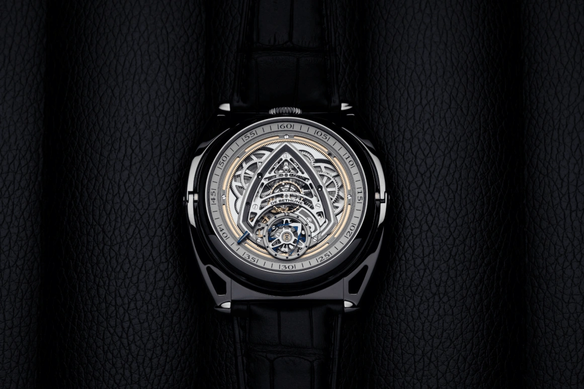 De Bethune,DB KIND OF TWO JUMPING GMT 43.30mm,43.30mm,Titanium,Silver,Skeleton,Handwound,GMT,Tourbillon,Foudroyante Seconds,DBK2V1