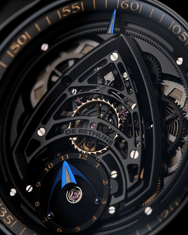 De Bethune,DB KIND OF TWO JUMPING GMT 43.30mm,43.30mm,Titanium,Zalium,Black,Handwound,Dule Time,Jumping Seconds,DBK2V1SB