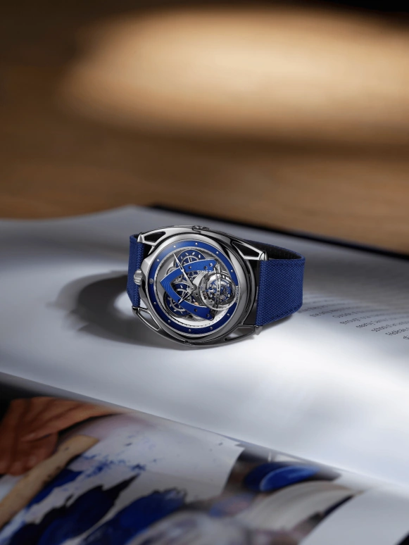 De Bethune,DB28 43mm,43mm,Titanium,Blue,Silver,Skeleton,Handwound,Power Reserve Indicator,Tourbillon,DB28XPSWT