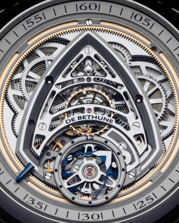 De Bethune,DB KIND OF TWO JUMPING GMT 43.30mm,43.30mm,Titanium,Silver,Skeleton,Handwound,GMT,Tourbillon,Foudroyante Seconds,DBK2V1