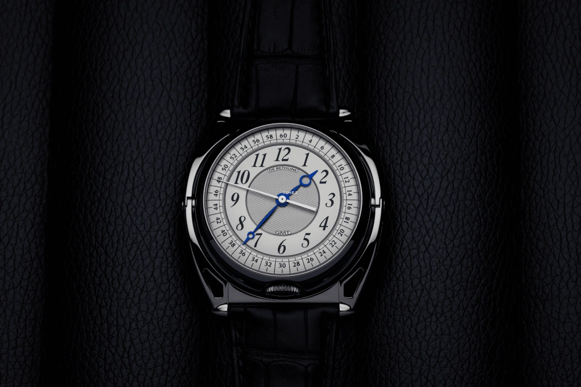 De Bethune,DB KIND OF TWO JUMPING GMT 43.30mm,43.30mm,Titanium,Silver,Skeleton,Handwound,GMT,Tourbillon,Foudroyante Seconds,DBK2V1