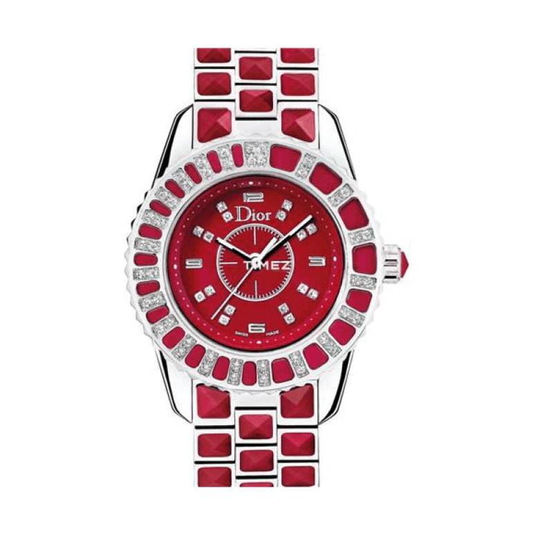 Dior,Other 28mm,28mm,Stainless Steel,Red,Quartz,Sapphire,Crystal Glass,Round,CD11211DM001