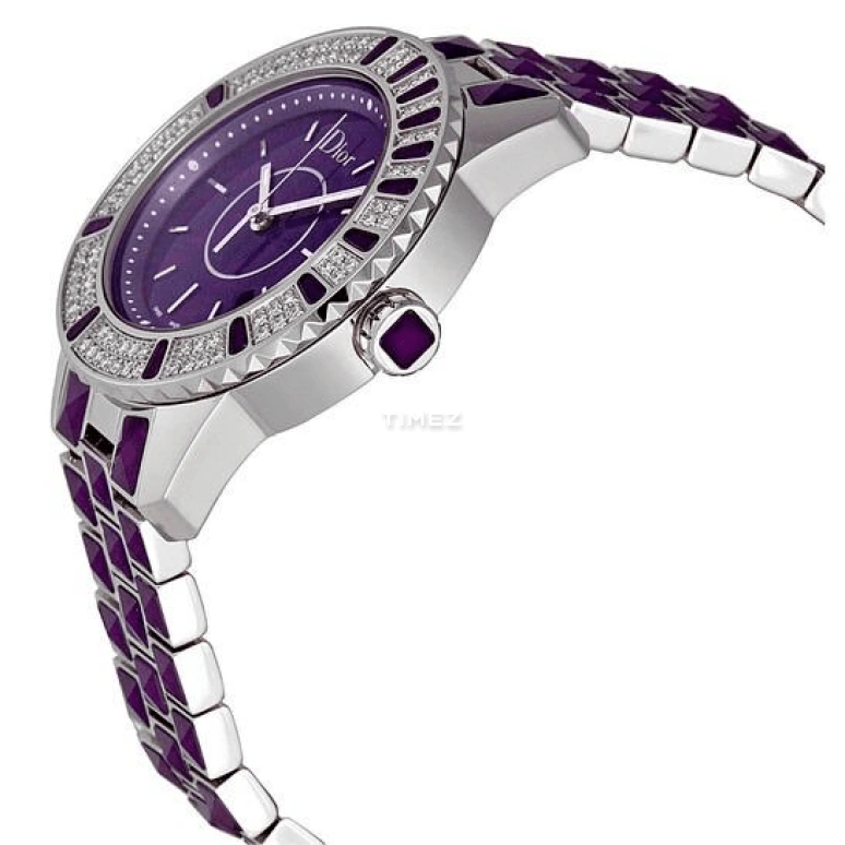 Dior,Other 33mm,33mm,Stainless Steel,Purple,Quartz,Day,Sapphire,Crystal Glass,CD11311JM001