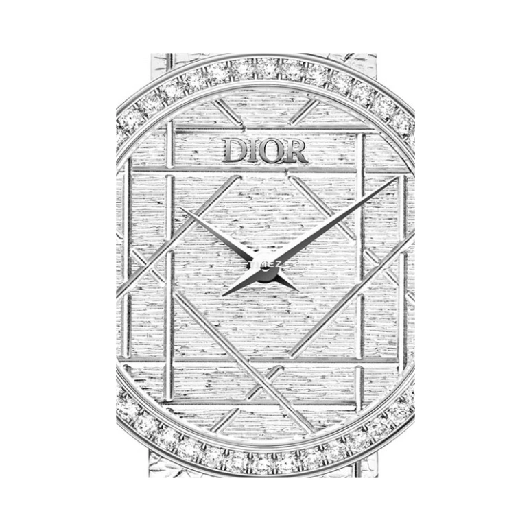 Dior,La D de Dior 25mm,25mm,Stainless Steel,Silver White,Quartz,Sapphire,Crystal Glass,Round,CD04111X1248