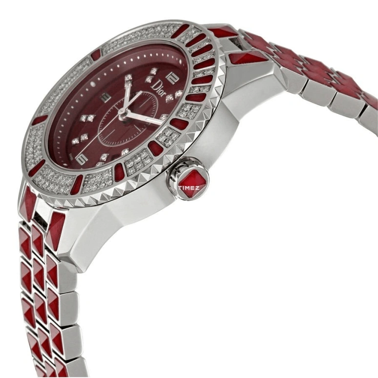 Dior,Other 33mm,33mm,Stainless Steel,Red,Quartz,Day,Sapphire,Crystal Glass,CD11311HM001