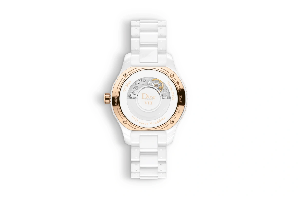 Dior,Other 33mm,33mm,Rose Gold,Ceramic,Silver White,Automatic,Sapphire,Crystal Glass,Round,CD1235H1C001 0000